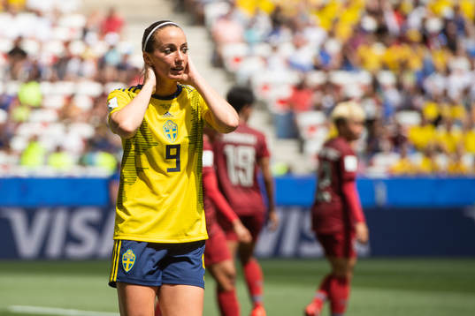 Kosovare Asllani of Sweden reacts
