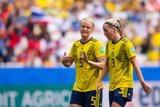 Nilla Fischer and Linda Sembrant of Sweden