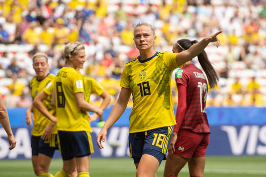Fridolina Rolfö of Sweden gestures