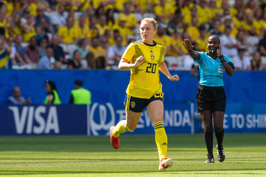 Mimmi Larsson of Sweden enters the pitch