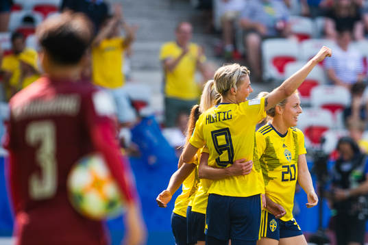 Lina Hurtig of Sweden celebrate with Mimmi Larsson