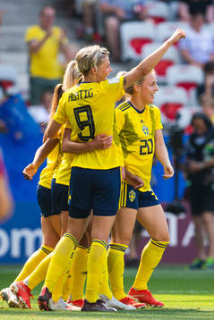 Lina Hurtig of Sweden celebrate with Mimmi Larsson