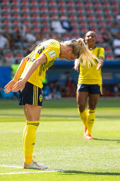 Olivia Schough of Sweden reacts