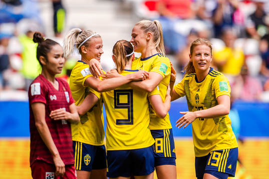 Hanna Glas, Fridolina Rolfö and Anna Anvegård of Sweden