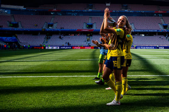 Fridolina Rolfö  of Sweden celebrates