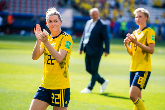 Olivia Schough of Sweden celebrate