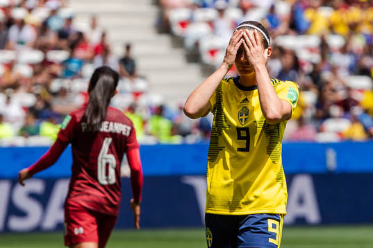 Kosovare Asllani of Sweden looks dejected