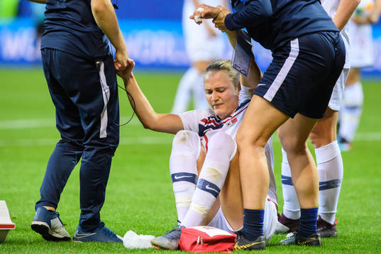 Caroline Graham Hansen of Norway in pain