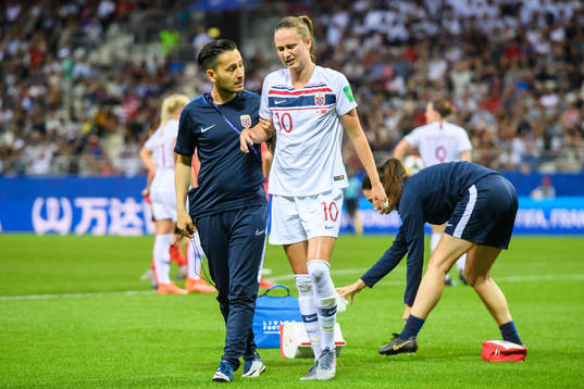 Caroline Graham Hansen of Norway in pain