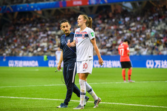 Caroline Graham Hansen of Norway in pain