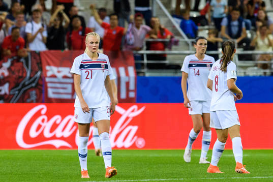 Karina Sævik of Norway looks dejected