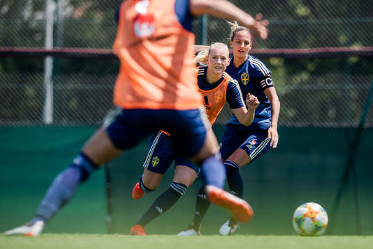 Stina Blackstenius and Nathalie Björn of Sweden