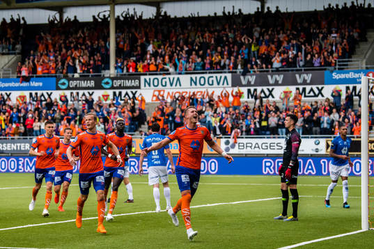 Holmbert Aron Briem Fridjonsson of Aalesund celebrates