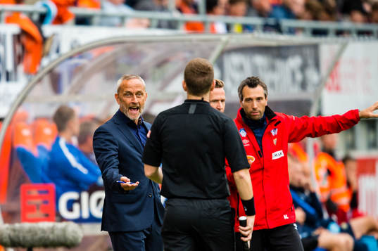 Lars Bohinen, head coach of Aalesund,  reacts