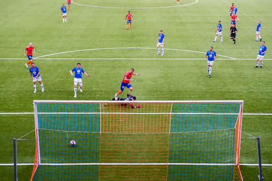 Holmbert Aron Briem Fridjonsson of Aalesund scores the 1-0