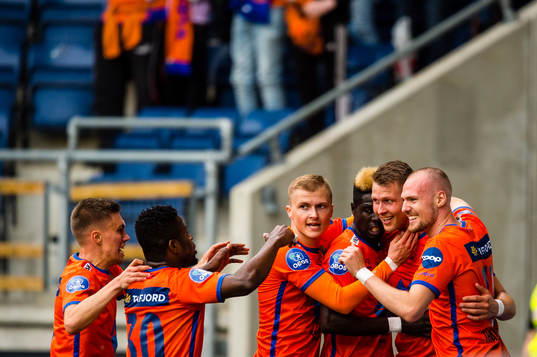 Holmbert Aron Briem Fridjonsson of Aalesund celebrates