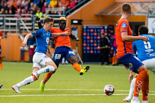 Fredrik Vangstad Sjølstad of Molde andPape Habib Gueye of