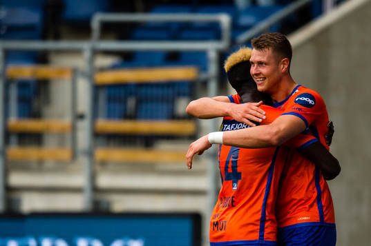 Holmbert Aron Briem Fridjonsson of Aalesund celebrates