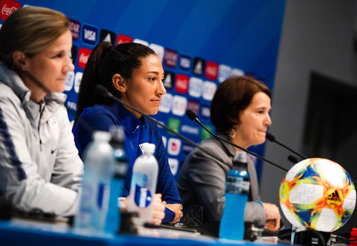 Jillian Ellis, head coach and Christen Press of USA