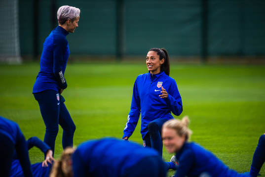 Megan Rapinoe and Christen Press of USA