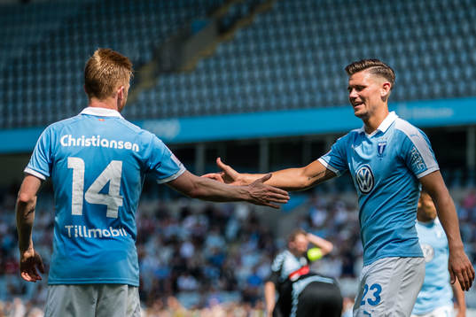 Malmö FFs Anders Christiansen och Marcus Antonsson jublar