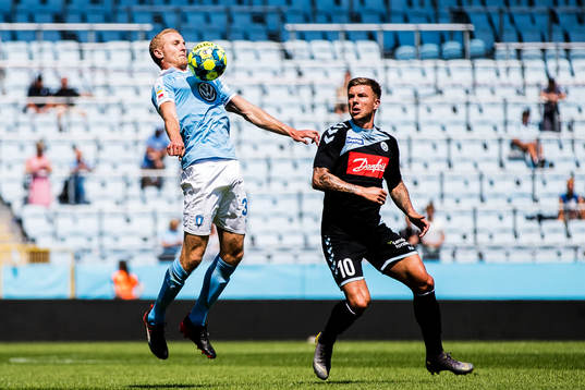 Malmö FFs Franz Brorsson och Sönderjyskes Mart Lieder