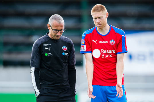 Helsingborgs tränare Henrik Larsson och Markus Holgersson