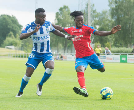 Helsingborgs Mamodo Moro i träningsmatchen mellan