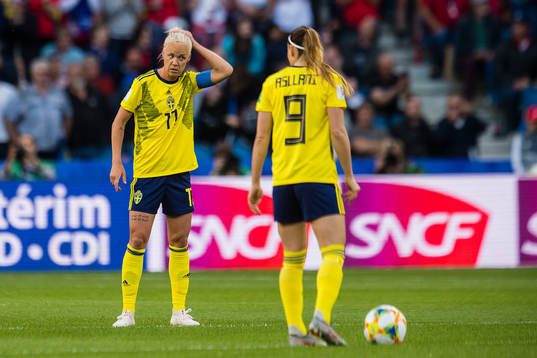 Caroline Seger of Sweden looks dejected
