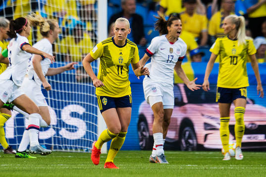 Stina Blackstenius of Sweden looks dejected