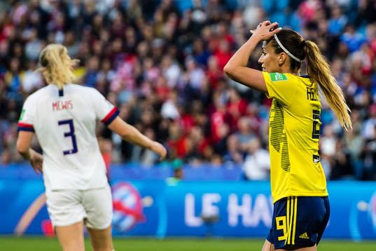 Kosovare Asllani of Sweden looks dejected