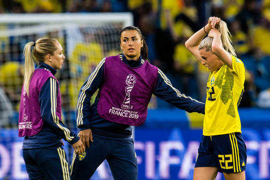 Olivia Schough of Sweden looks dejected