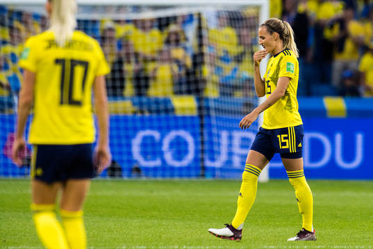Nathalie Björn of Sweden looks dejected