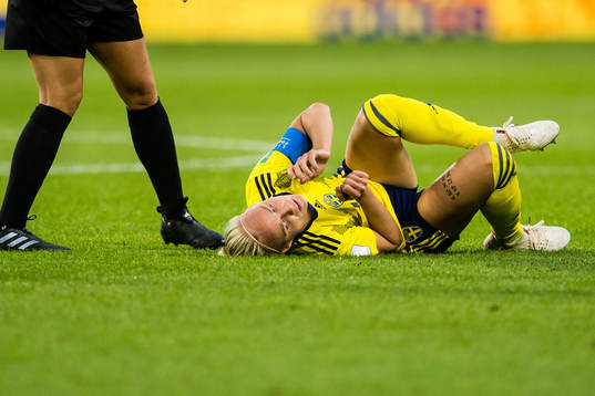Caroline Seger of Sweden in pain