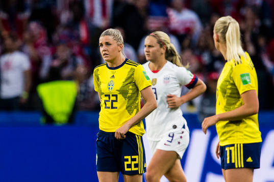 Olivia Schough of Sweden looks dejected
