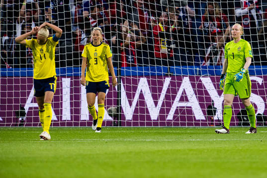 Caroline Seger, Linda Sembrant and goalkeeper Hedvig