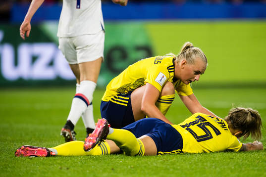 Nathalie Björn of Sweden in pain