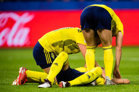 Nathalie Björn of Sweden in pain