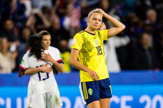 Fridolina Rolfö of Sweden looks dejected