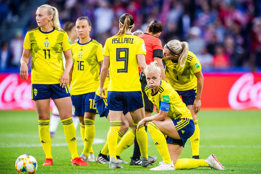 Caroline Seger of Sweden looks dejected