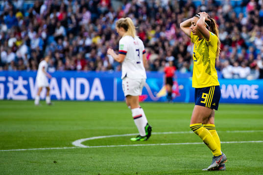 Kosovare Asllani of Sweden looks dejected