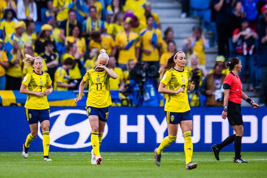 Linda Sembrant, Caroline Seger and Kosovare Asllani of