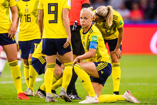 Caroline Seger of Sweden looks dejected