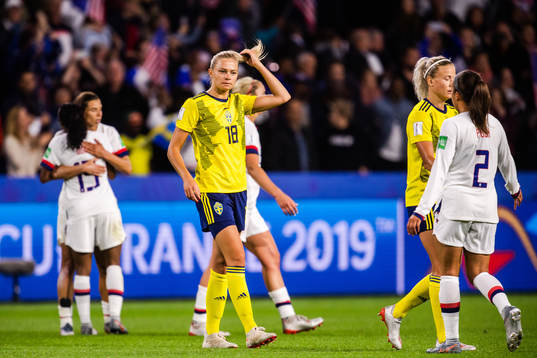 Fridolina Rolfö of Sweden looks dejected