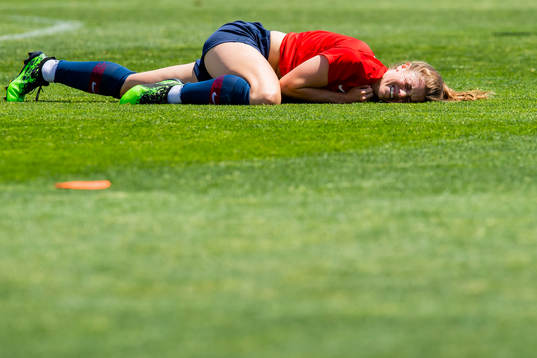 Maren Nævdal Mjelde of Norway in pain