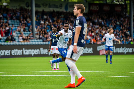 Leke Samson James of Molde celebrates