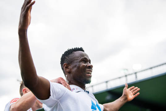 Leke Samson James of Molde celebrates
