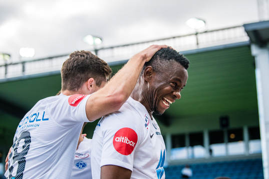 Leke Samson James of Molde celebrates