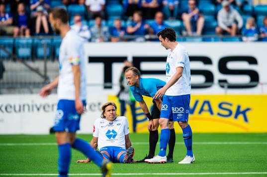 Martin Bjørnbak of Molde in pain