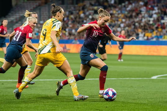 Caitlin Foord of Australia and Caroline Graham Hansen of